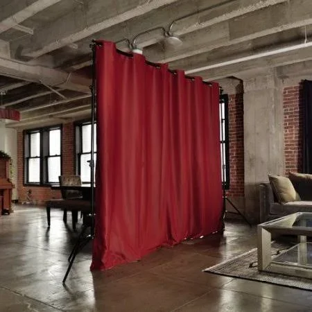 Roomdividersnow Premium Heavyweight Freestanding Room Divider Kit, Red