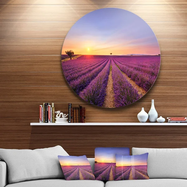 Design Art 'Lavender Field in Provence France' Photographic Print on Metal - Blue