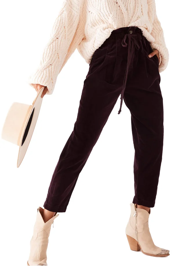 Free People Margate Corduroy Pants - Burgundy - Large