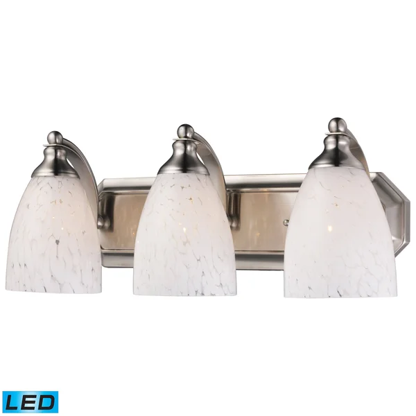 Elk Lighting 570-3N-SW 3 Light Vanity in Satin Nickel Snow White Glass