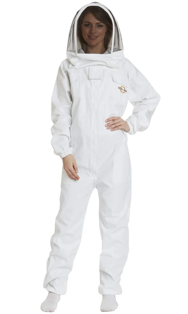 Natural Apiary Apiarist Beekeeping Suit - Polycotton - Non-Flammable Fencing Veil - Backyard Beekeeper White, 3XL