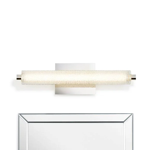 Ronan 20x22 LED - Dimmable, Vanity Light, 3000K Warm White, Chrome, Crystal-Like Textured Glass, Contemporary Transitional, Verti