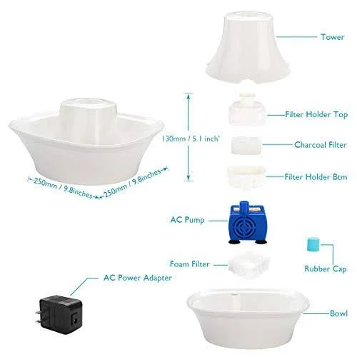 iPettie Fiumi Ceramic Pet Drinking Fountain, Water Fountains for Cats and Dogs