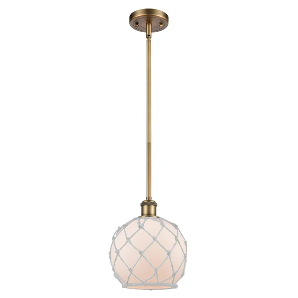 Innovations 516-1S-BB-G121-8RW-LED Brushed Brass Farmhouse Rope 1 Light Pendant
