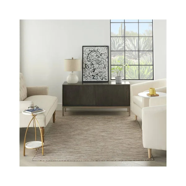 Nourison Positano Solid Contemporary Beige Area Rug, Size: 9& x 12&
