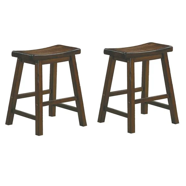 Pemberly Row 18x22 Solid Wood Dining Stool in Cherry (Set of 2)