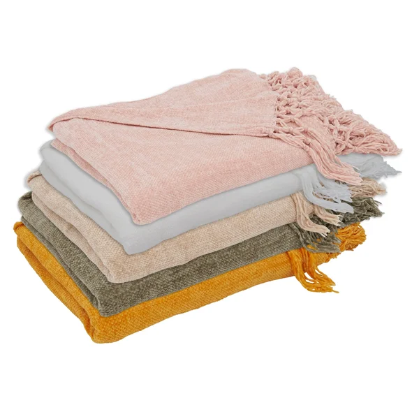 Saro TH405.BH5060B 50 x 60 in. Knotted Chenille Oblong Throw Blanket Blush