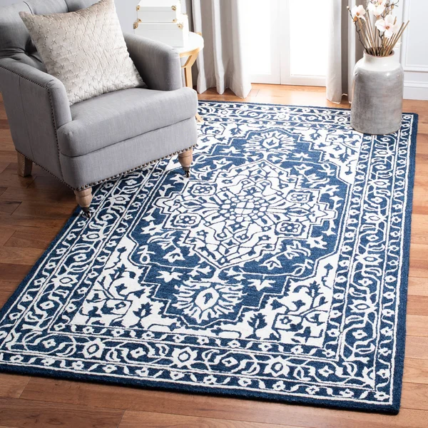Safavieh Micro-Loop Rug Collection MLP648N - Navy, Ivory - 4& x 6&