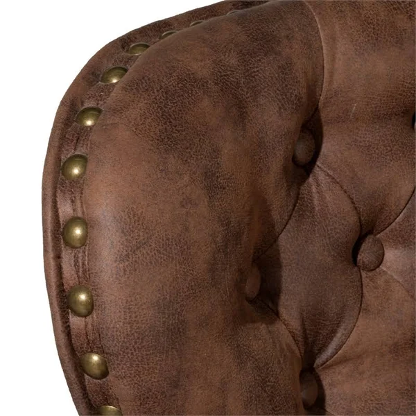 Bowery Hill 26x22 Faux Leather Tufted Swivel Counter Stool in Chestnut