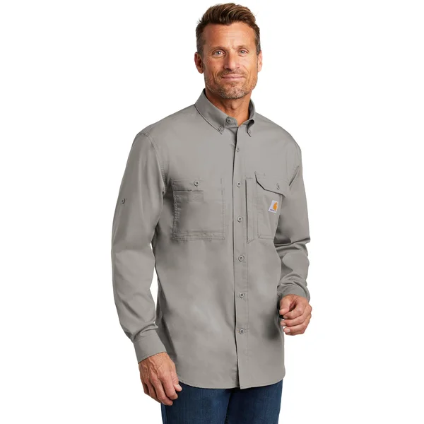 Carhartt Force Ridgefield Solid Long Sleeve Shirt, Men's Asphalt