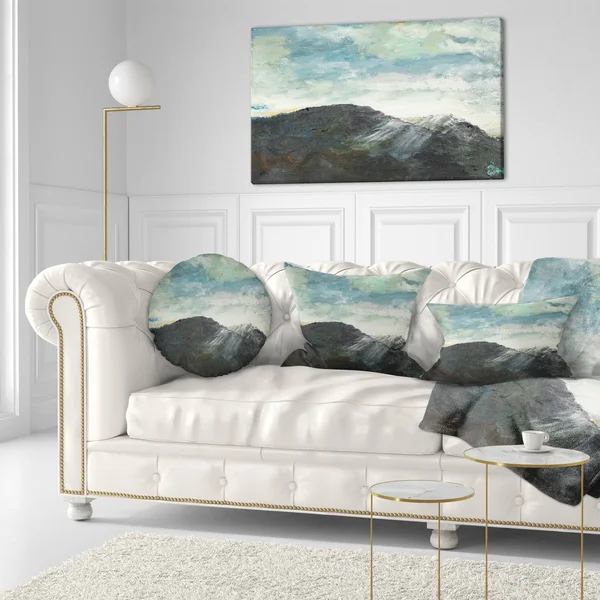 Design Art PT9562-40-20 Mountain Peak Under Cloudy Sky Landscape Painting Canvas Print - Blue, 40x20x22