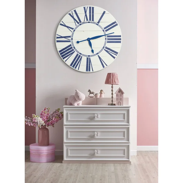 Oversized Farmhouse Wall Clock Finish: White/Green - Size: Medium