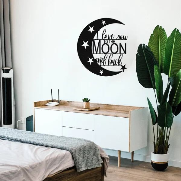 I Love You to The Moon and Back - Metal Wall Art, 18x22 x 18x22, Hammer Copper