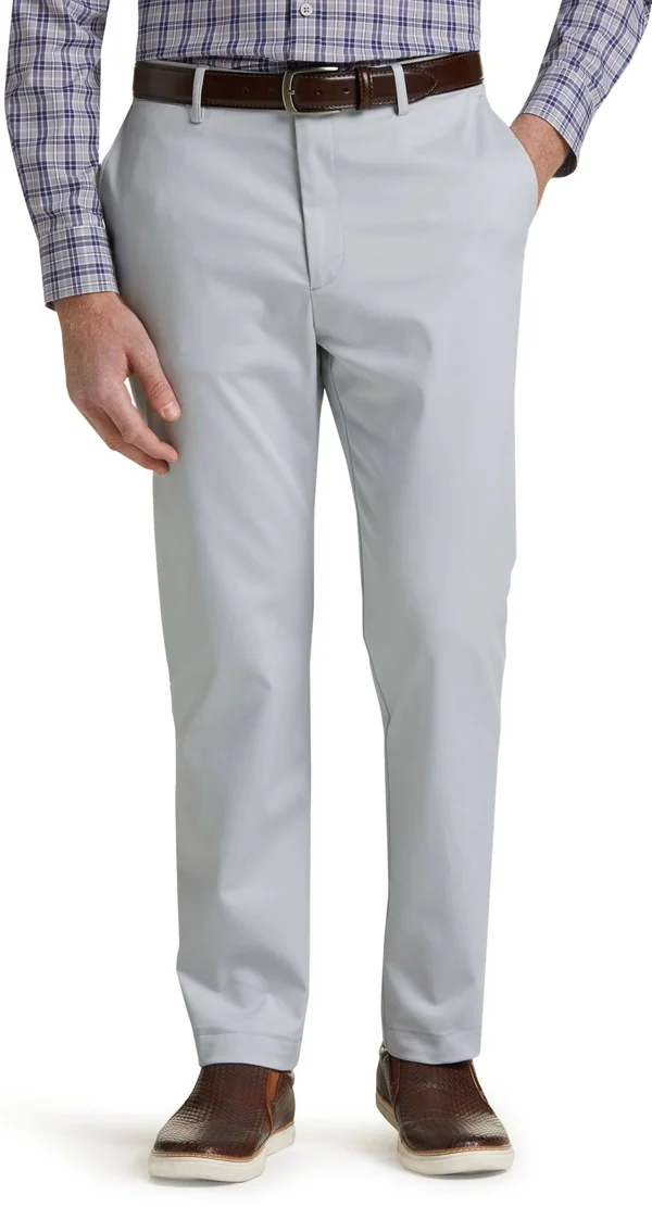 Jos. A. Bank Men's Reserve Collection Tailored Fit Flat Front Chino Pants - Light Grey, 38x29