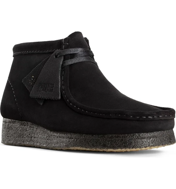 Clarks Womens Wallabee Boot Ankle - Women's, Size: 8.5, Black