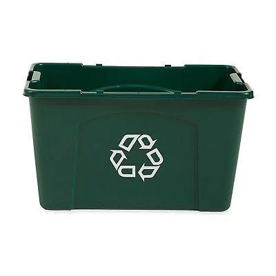 Rubbermaid Commercial Stackable Recycling Bin, 18 Gallon, Green FG571873GRN