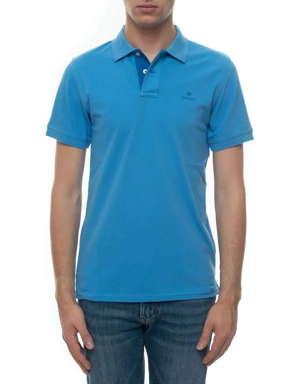 Gant Contrast Collar Rugger Polo T Shirt Blue