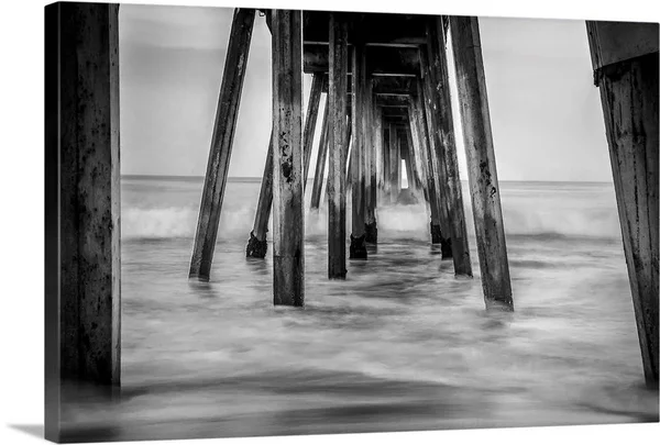 Surf in Black and White - Canvas Wall Art, 30x20, Great Big Canvas