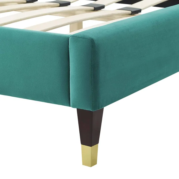 Alexandria Tufted Performance Velvet King Platform Bed - Teal