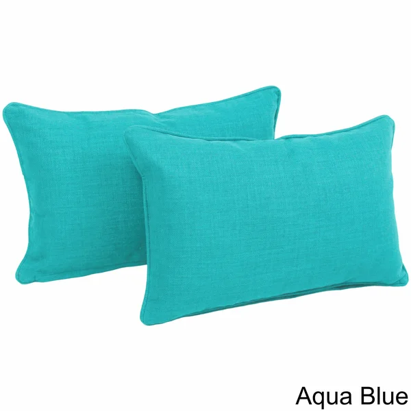 Blazing Needles Indoor/Outdoor Lumbar Support Pillow (Set of 2) Tangerine Dream