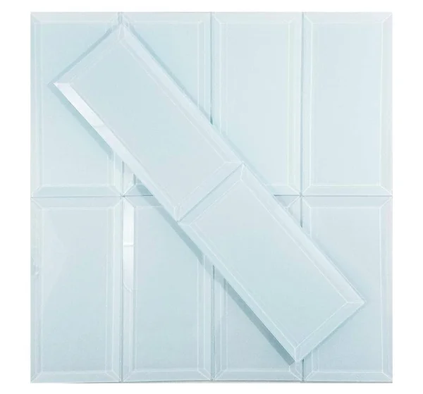 Abolos Frosted Elegance 3 x 6 Blue Glass Beveled Subway Wall Tile - Box of 88