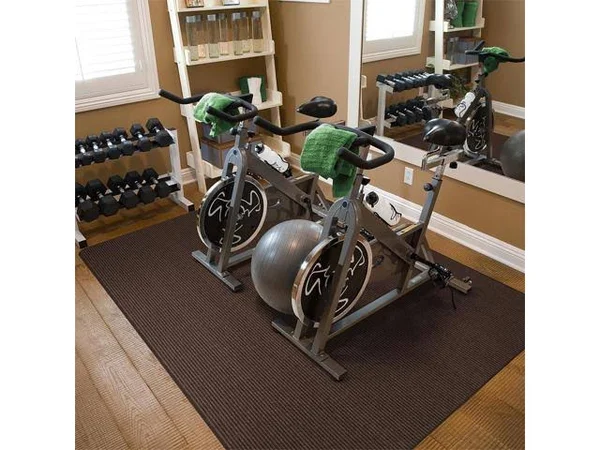 House - Home and More Indoor/Outdoor Double-Ribbed Carpet Area Rug with Skid-Resistant Rubber Backing - Bittersweet Brown - 3' x