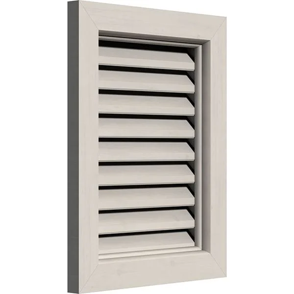 22 inchw x 20 inchh Vertical Gable Vent (27 inchw x 25 inchh Frame Size): Primed - Functional, Smooth Western Red Cedar Gable Ven