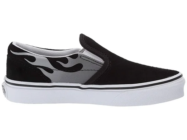 Vans Kids Suede Flame Slip-On (Black/True White) 11.5 Kids