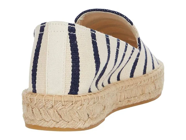 Canvas Platform Smoking Slipper Navy - White Stripe, 8