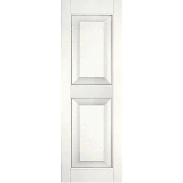 Ekena Millwork 15 in. x 71 in. Exterior Real Wood Sapele Mahogany Raised Panel Shutters Pair White