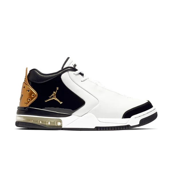 Jordan Air Big Fund Premium White Metallic Gold Black Mens Basketball Shoes - Men's, Size: 9.5