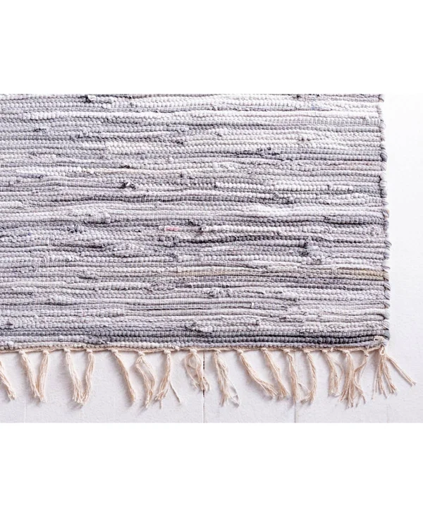 Unique Loom Striped Chindi Cotton Rug, Gray (9& 0 x 12& 0)