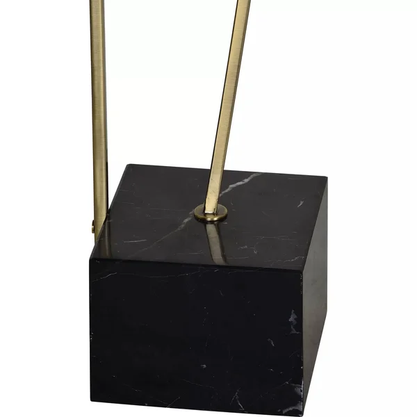 Notre Dame Design LPF3117 Geva Floor Lamp - Antique Brushed Plated Brass, Black Marble