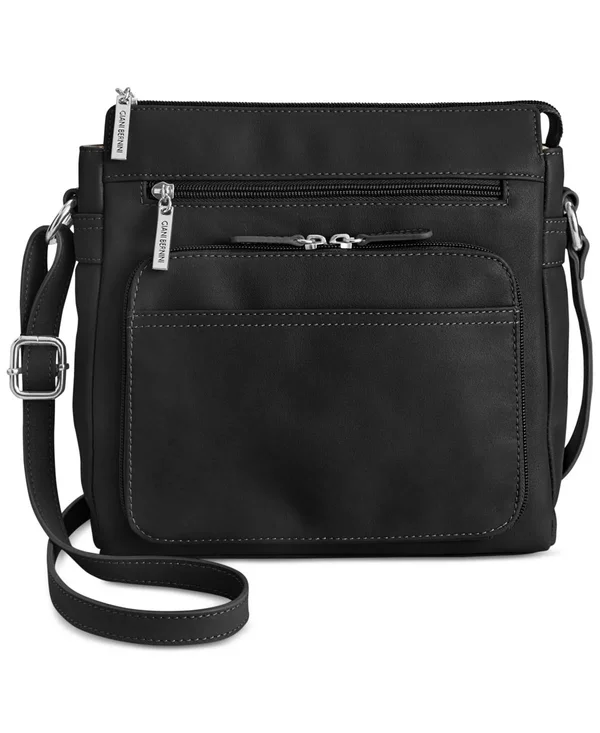 Giani Bernini Handbag, Nappa Front Zip Crossbody - Black