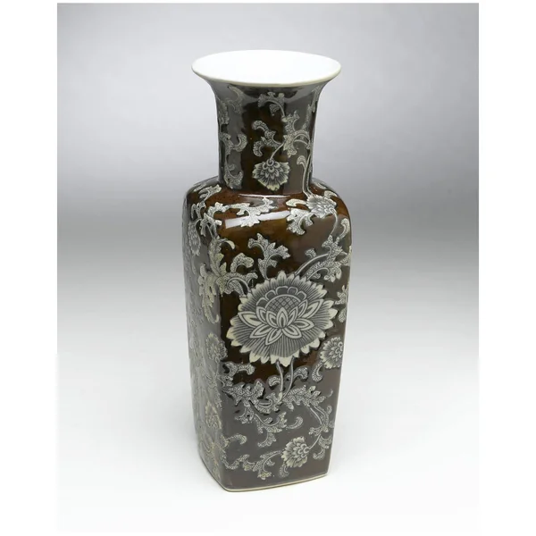 AA Importing 59704 Square Brown and Gray Vase, 16.75 x 6 x 6 Inches