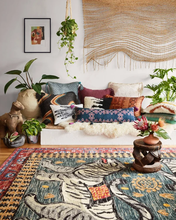 Justina Blakeney x Loloi Navy Geometric Pillow
