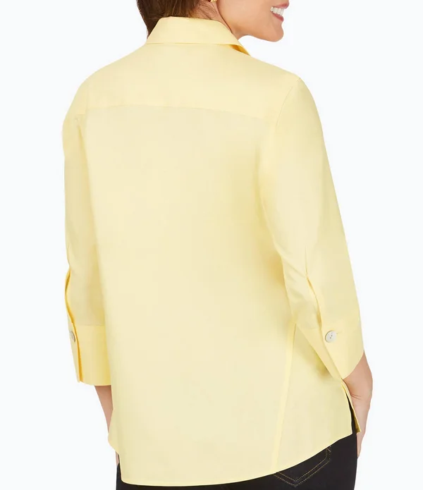 Foxcroft Paityn Solid Pinpoint Oxford Non-Iron Shaped Button Front Point Collar Shirt - 2