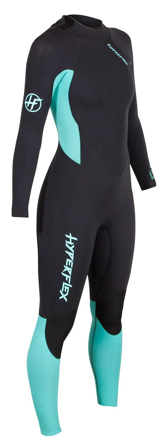 Hyperflex Womens VYRL 4/3mm GBS Fullsuit, Black/Teal, 8