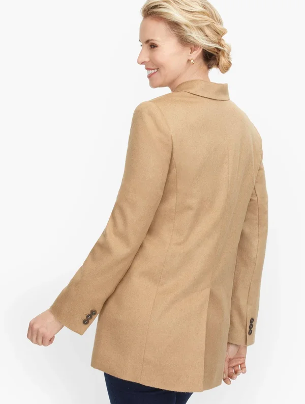 Long Wool Blend Blazer - Brushed Wool - Blue - 2 Talbots