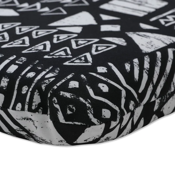 Pillow Perfect - Geo Block Black Black Rounded Corners Chair Cushion