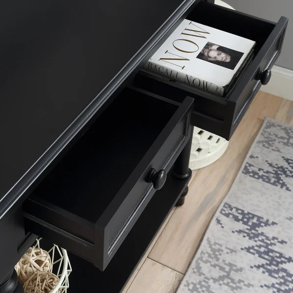 Copper Grove Kapan 2-Drawer Console Table with Turned Legs - Black