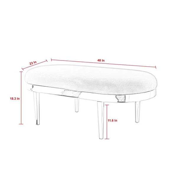 Issac Oval Bench Navy Blue Velvet Upholstered Polished Legs