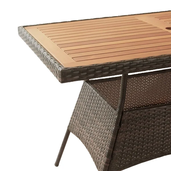 Peaktop - 5 Pieces Patio Dining Set with Cushion and Armchair - Brown