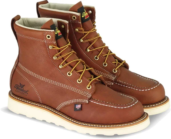 Thorogood Men's 6 inch Moc Toe Work Boots, 13 2E, Black
