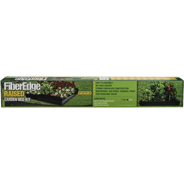 Fiberedge Raised Garden Bed 42x22 x 42x22 x 6x22 Black Fiberglass