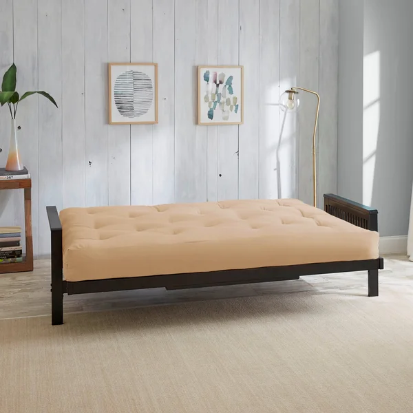 Humble and Haute Full Size 8-Inch Khaki Suede Dual Gel Memory Foam Futon Mattress