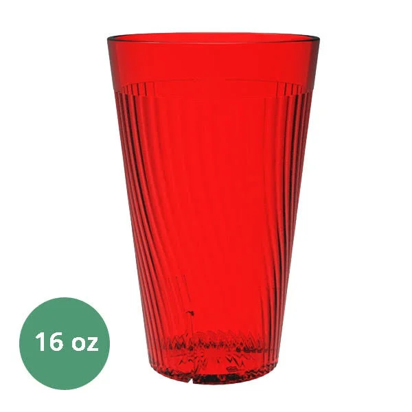 16 oz. Belize Tumbler - Polycarbonate, Red, Pack of 6, 8 Packs