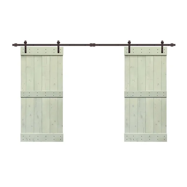 CALHOME Stained Midbar Double DIY Barn Door w/ Hardware Kit - Red Walnut - 72 x 84