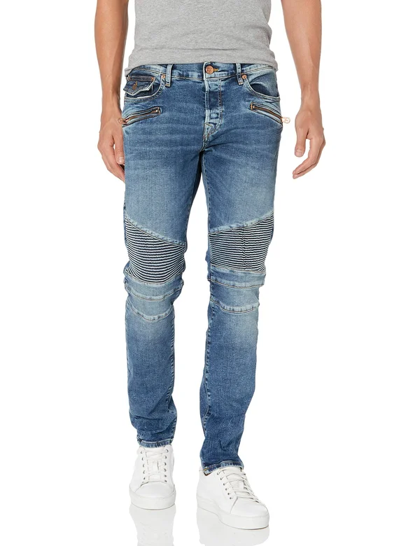True Religion Men's Rocco Moto Skinny Fit Jean