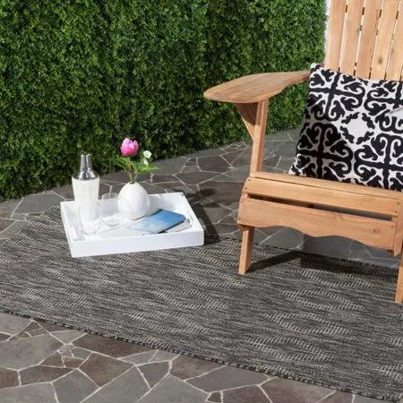 Wrought Studio Lefferts Black Indoor/Outdoor Area Rug, Size: 8& x 11&